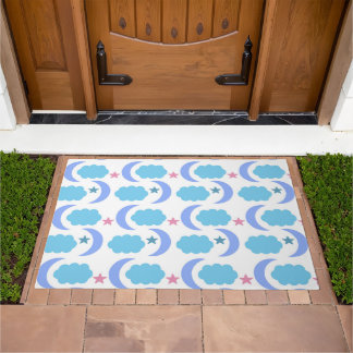 Moon Stars Clouds Purple Blue Pattern Doormat