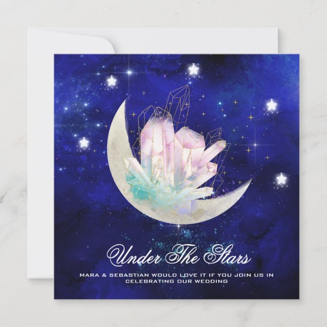*~* MOON STARS CRYSTAL Website RSVP AR14 Wedding Invitation (Front)