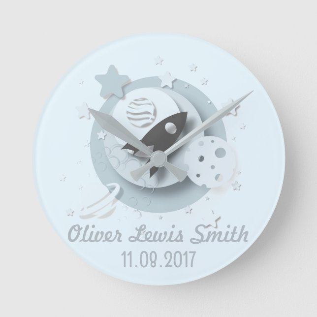 Moon & Stars Customizable Name/Date Clock (Front)