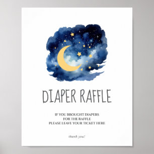 Moon & Stars Diaper Raffle Baby Shower Sign