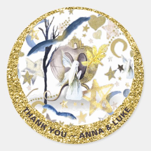  Moon Stars Fairy Tale Glitter Castle Classic Round Sticker