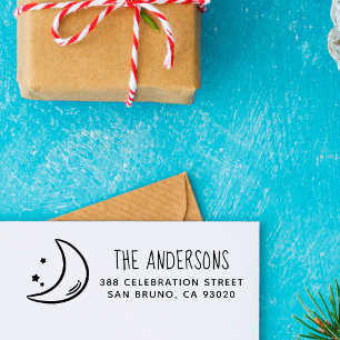 Moon & Stars Family Name & Return Address Self-inking Stamp