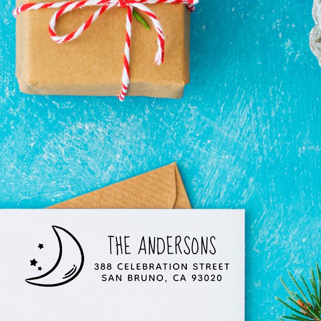 Moon & Stars | Family Name & Return Address Self-inking Stamp (Creator Uploaded)
