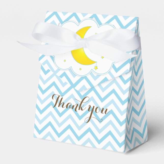 Moon & Stars Favor Boxes-Blue & Yellow Favor Boxes (Front Side)