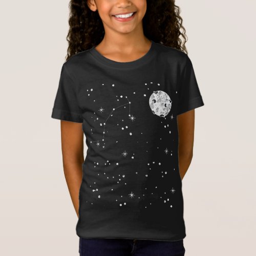 Moon Stars Galaxy Outer Space Celestial Bodies Ast T_Shirt