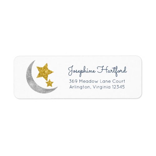 Moon  Stars Glitter Celestial Return Address Label