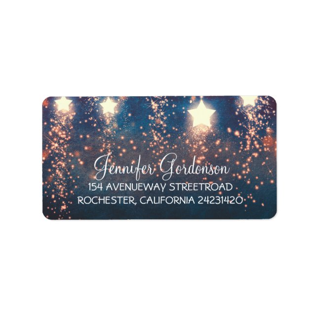 Moon Stars Glitter Wedding Label (Front)