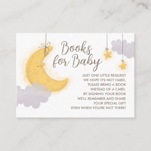 Moon Stars Grey Clouds Neutral Baby Shower Books Enclosure Card