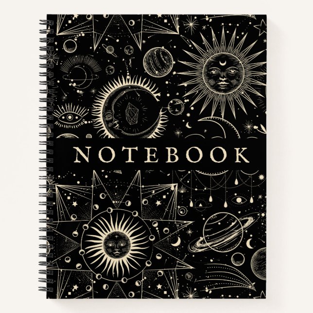 Moon Stars Magical Cosmic Spiral Notebook (Front)