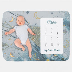 Moon & Stars Magical Milestone Baby Blanket