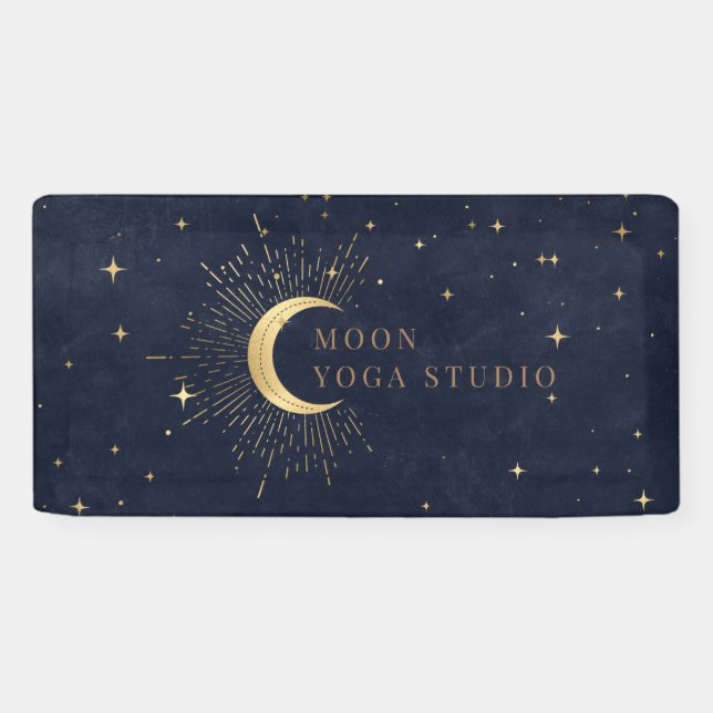 Moon Stars Midnight Blue Banner (Horizontal)