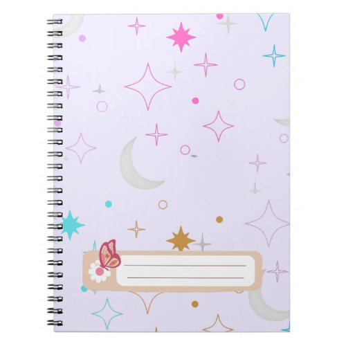 Moon & Stars  Minimalist Lavender Notebook