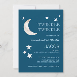 Moon Stars Navy Blue Twinkle Little Star Sip See