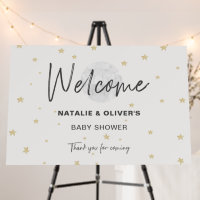 Moon Stars Neutral Baby Shower Welcome 36x24