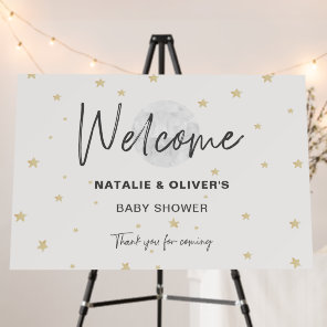 Moon Stars Neutral Baby Shower Welcome 36x24 Foam Board