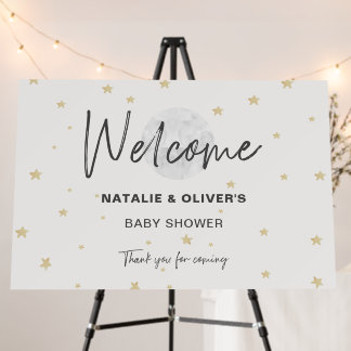 Moon Stars Neutral Baby Shower Welcome 36x24 Foam Board