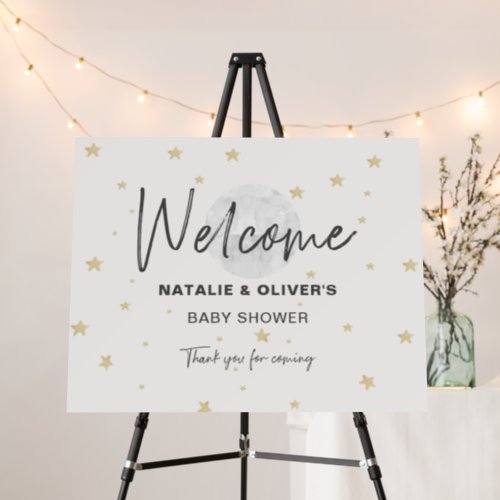 Moon Stars Neutral Baby Shower Welcome  Foam Board