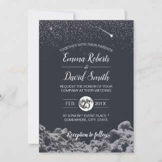 Moon & Stars Night Elegant Wedding Invitation