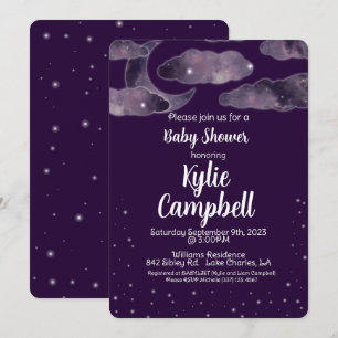 Moon, Stars, Night Sky Baby Shower Invitation