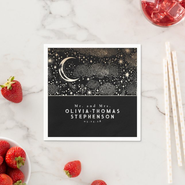 Moon Stars Night Sky Mystical Romantic Napkins (Insitu)