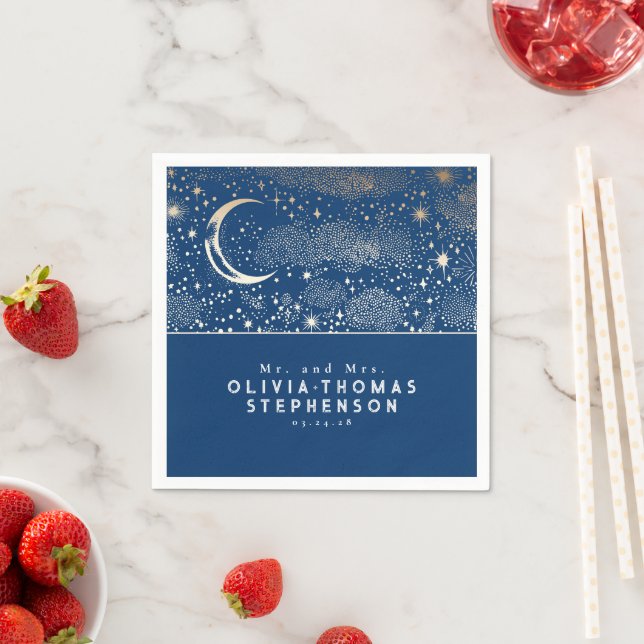 Moon Stars Night Sky Mystical Romantic Napkins (Insitu)