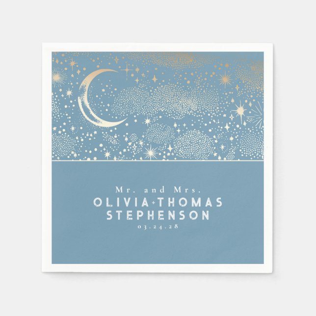 Moon Stars Night Sky Mystical Romantic Napkins (Front)