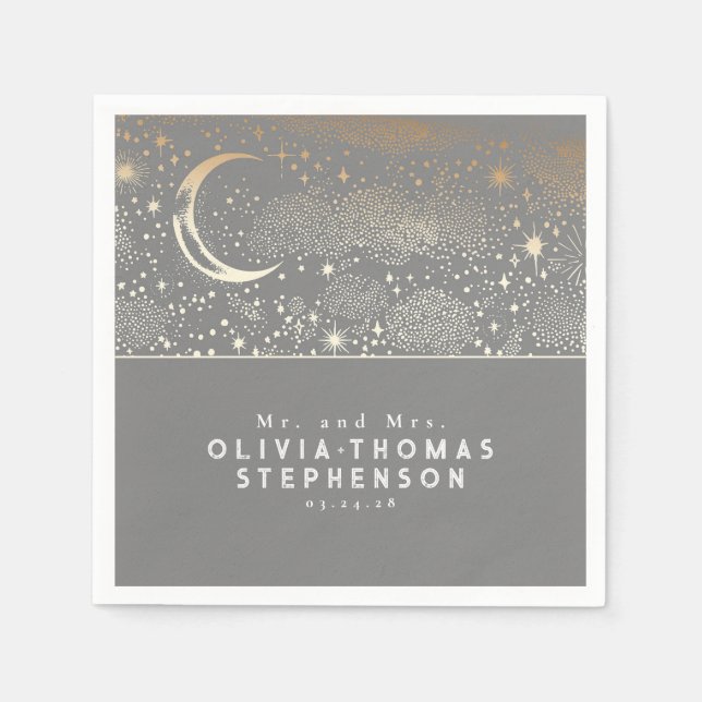 Moon Stars Night Sky Mystical Romantic Napkins (Front)