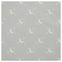 Moon & Stars Original Textile Print - Gray