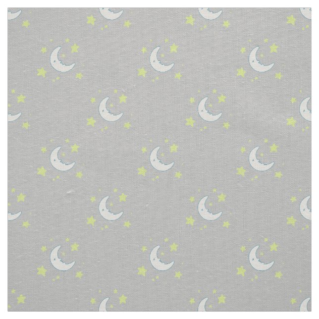 Moon & Stars Original Textile Print - Gray Fabric (Swatch)