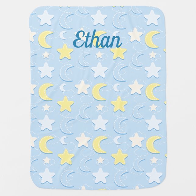 Moon & Stars Pattern Baby Blanket (Front)