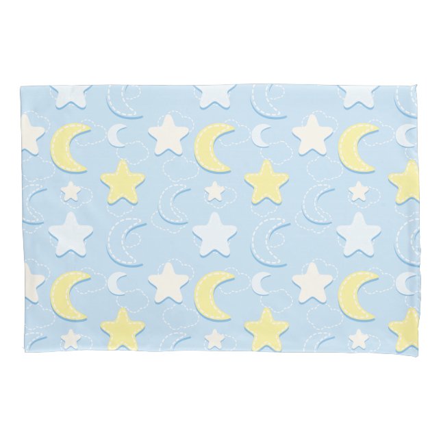 Moon & Stars Pattern Pillow Case (Front)
