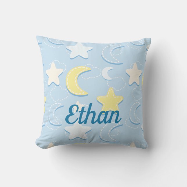 Moon & Stars Pattern Throw Pillow (Front)