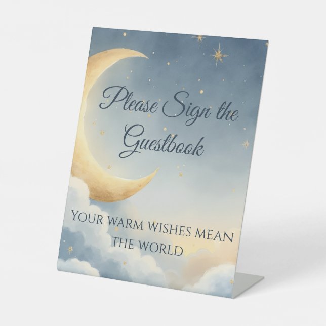 Moon & Stars Pedestal Guestbook Sign (Front)