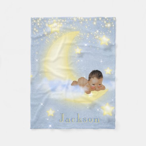 Moon Stars Personalized Ethnic Baby Boy Blanket