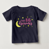 Moon & Stars Pink Little Big Dreamer Baby T-Shirt