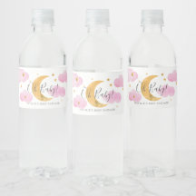 Moon & Stars Pink Water Label