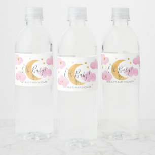Moon & Stars Pink Water Label