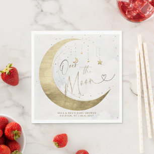 Moon Stars Planet Twinkle White Clouds Baby Shower Napkins