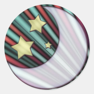 Moon, Stars, Rising Sun Classic Round Sticker
