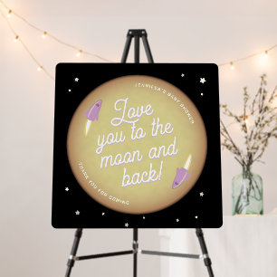 Moon, Stars, & Rockets Purple & Black Welcome Sign