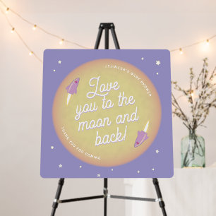 Moon, Stars, & Rockets Purple Welcome Sign