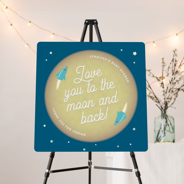 Moon, Stars, & Rockets Teal Welcome Sign (In Situ (Stand))
