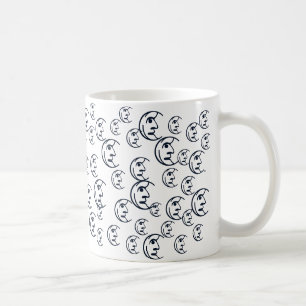 Moon, Stars, sky navy blue white pattern Coffee Mug