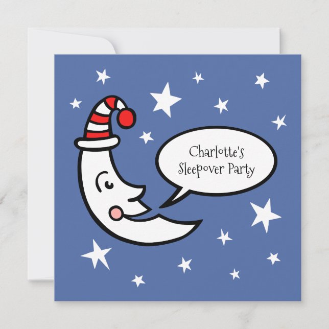 Moon & Stars Sleepover Party Birthday Invitation (Front)