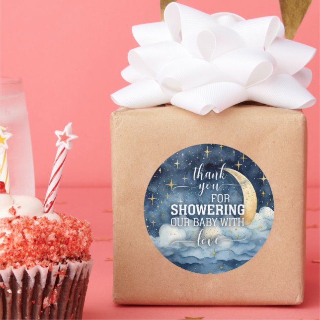 Moon Stars Starry Night Baby Shower Sticker (Party)