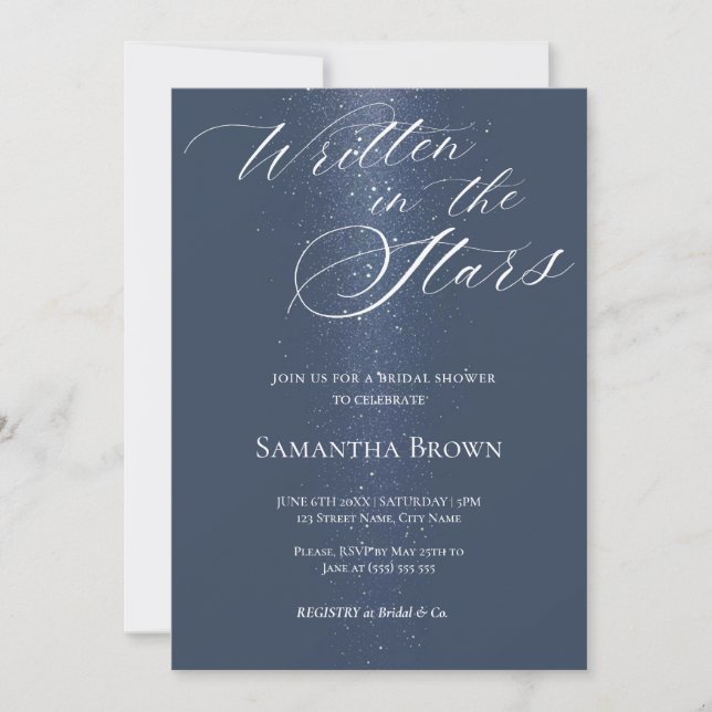 Moon Stars & String Lights Bridal Shower Invitation (Front)