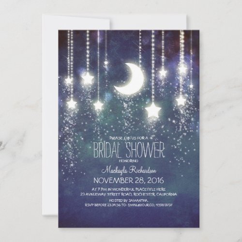 Moon Stars  String Lights Bridal Shower Invitation