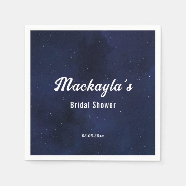 Moon Stars & String Lights Bridal Shower Napkins (Front)