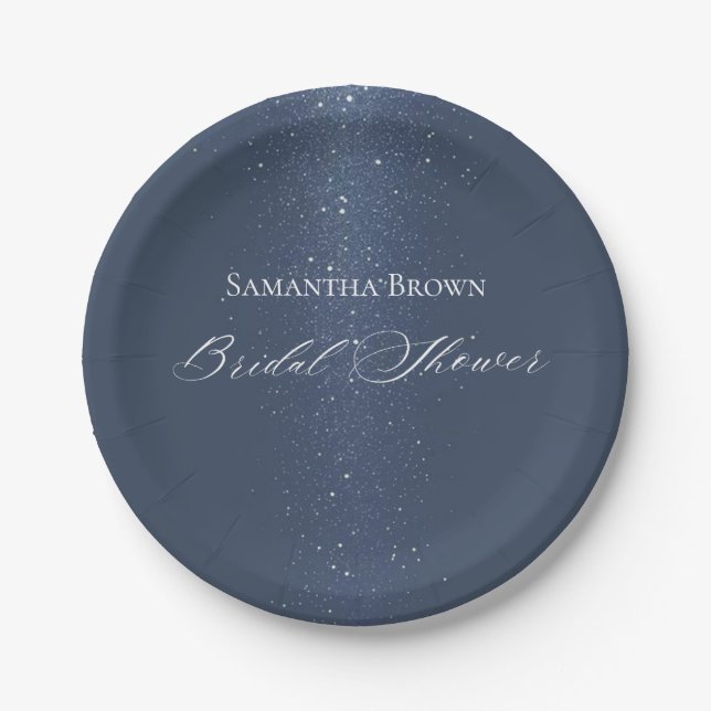 Moon Stars & String Lights Bridal Shower Paper Plates (Front)