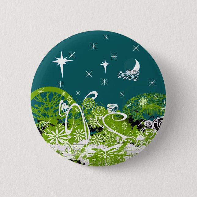 Moon Stars Swirl Paint Splat Button (Front)